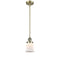 Canton Mini Pendant shown in the Antique Brass finish with a Matte White shade