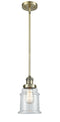 Innovations Lighting Canton 1-100 watt 6.5 inch Antique Brass Mini Pendant with Clear glass and Solid Brass Hang Straight Swivel 201SABG182