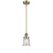 Canton Mini Pendant shown in the Antique Brass finish with a Seedy shade