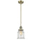 Canton Mini Pendant shown in the Antique Brass finish with a Seedy shade