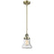 Bellmont Mini Pendant shown in the Antique Brass finish with a Seedy shade