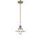 Halophane Mini Pendant shown in the Antique Brass finish with a Matte White Halophane shade