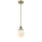 Beacon Mini Pendant shown in the Antique Brass finish with a Matte White shade