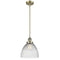 Seneca Falls Mini Pendant shown in the Antique Brass finish with a Clear Halophane shade