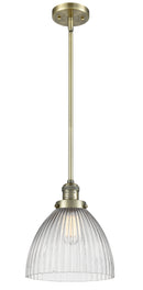 Innovations Lighting Seneca Falls 1-100 watt 10 inch Antique Brass Pendant with Halophane glass and Solid Brass Hang Straight Swivel 201SABG222