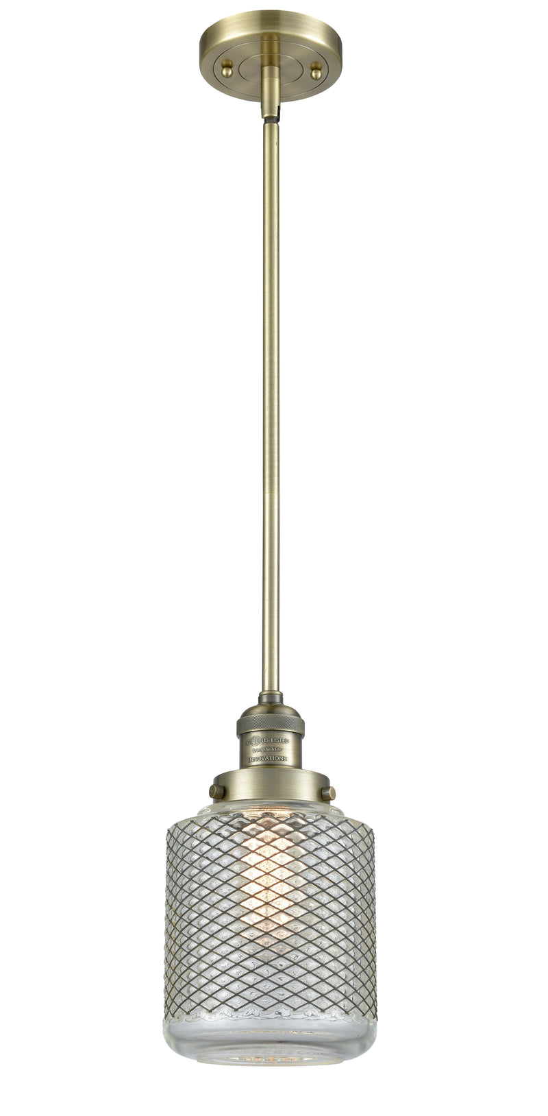 Innovations Lighting Stanton 1-100 watt 6 inch Antique Brass Mini Pendant with Vintage Wire Mesh glass and Solid Brass Hang Straight Swivel 201SABG262