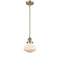 Olean Mini Pendant shown in the Antique Brass finish with a Matte White shade