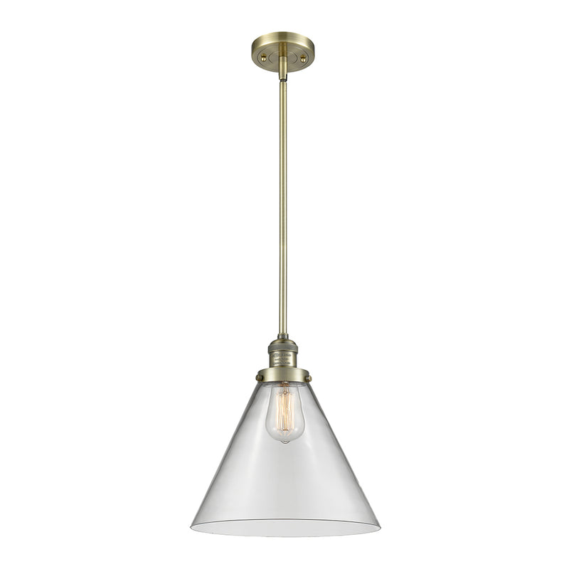 Cone Mini Pendant shown in the Antique Brass finish with a Clear shade