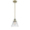 Cone Mini Pendant shown in the Antique Brass finish with a Clear shade