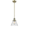 Cone Mini Pendant shown in the Antique Brass finish with a Seedy shade