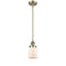 Bell Mini Pendant shown in the Antique Brass finish with a Matte White shade