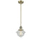 Oxford Mini Pendant shown in the Antique Brass finish with a Seedy shade