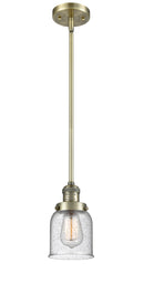 Innovations Lighting Small Bell 1-100 watt 5 inch Antique Brass Mini Pendant with Seedy glass and Solid Brass Hang Straight Swivel 201SABG54