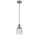 Bell Mini Pendant shown in the Antique Brass finish with a Seedy shade