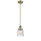 Bell Mini Pendant shown in the Antique Brass finish with a Seedy shade