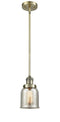 Innovations Lighting Small Bell 1-100 watt 5 inch Antique Brass Mini Pendant with Silver Plated Mercury glass and Solid Brass Hang Straight Swivel 201SABG58