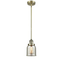 Bell Mini Pendant shown in the Antique Brass finish with a Silver Plated Mercury shade