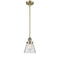 Cone Mini Pendant shown in the Antique Brass finish with a Clear shade