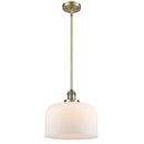 Bell Mini Pendant shown in the Antique Brass finish with a Matte White shade