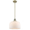 Bell Mini Pendant shown in the Antique Brass finish with a Matte White shade