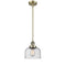 Bell Mini Pendant shown in the Antique Brass finish with a Seedy shade