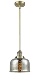 Innovations Lighting Large Bell 1-100 watt 8 inch Antique Brass Mini Pendant with Silver Plated Mercury glass and Solid Brass Hang Straight Swivel 201SABG78