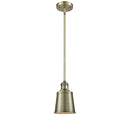 Addison Mini Pendant shown in the Antique Brass finish with a Antique Brass shade