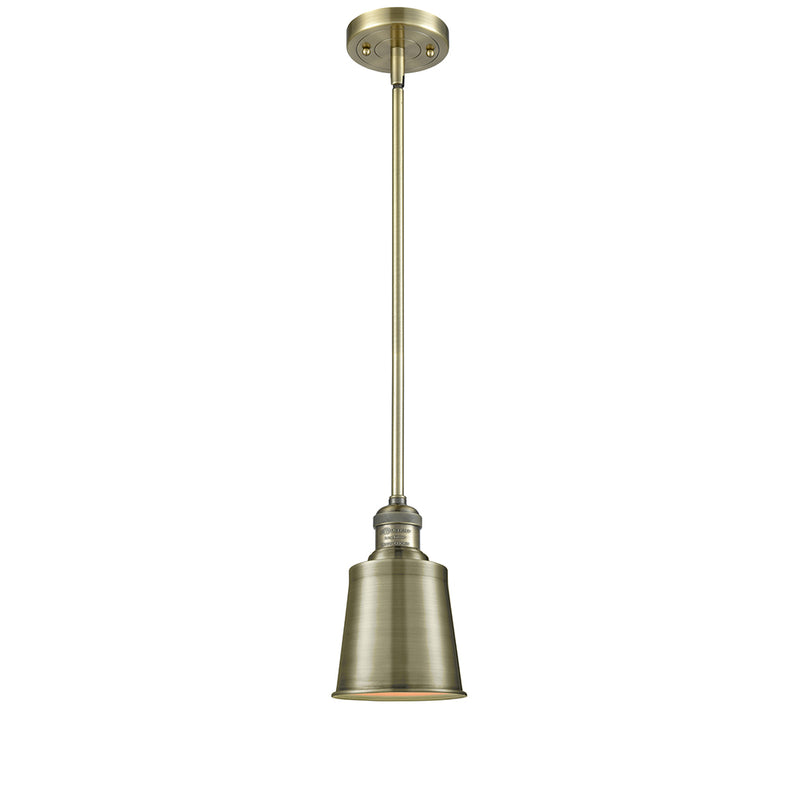 Addison Mini Pendant shown in the Antique Brass finish with a Antique Brass shade