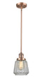 Innovations Lighting Chatham 1-100 watt 6 inch Antique Copper Mini Pendant with Clear Fluted glass and Solid Brass Hang Straight Swivel 201SACG142