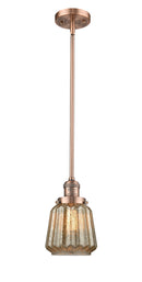 Innovations Lighting Chatham 1-100 watt 6 inch Antique Copper Mini Pendant with Mercury Fluted glass and Solid Brass Hang Straight Swivel 201SACG146