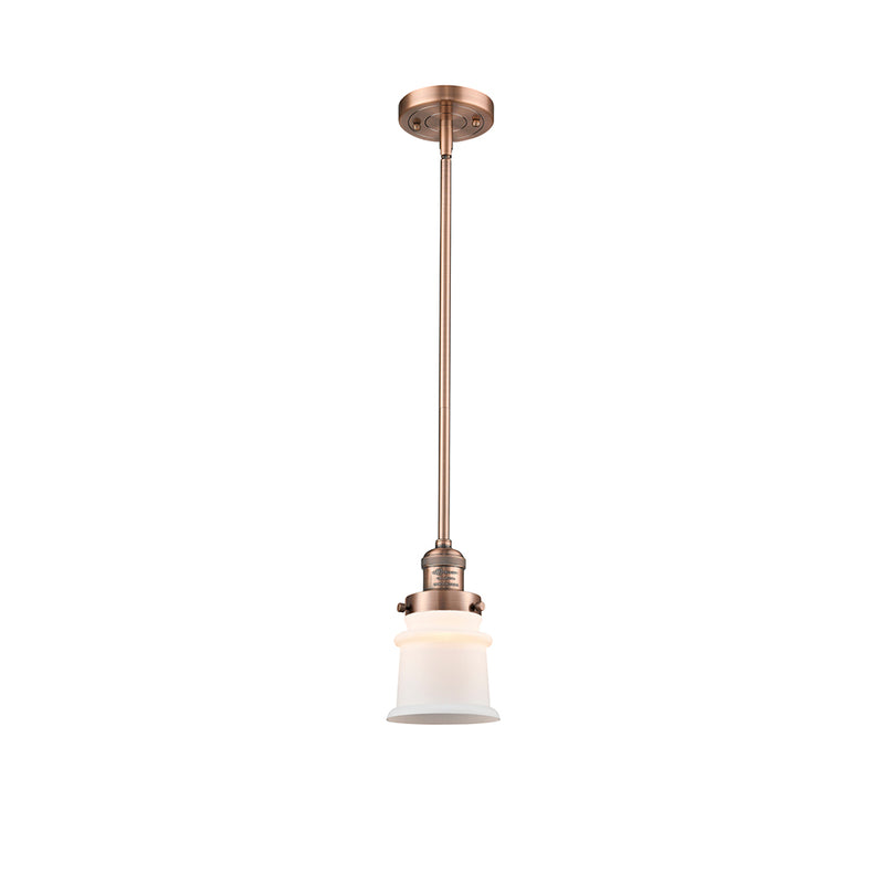 Canton Mini Pendant shown in the Antique Copper finish with a Matte White shade