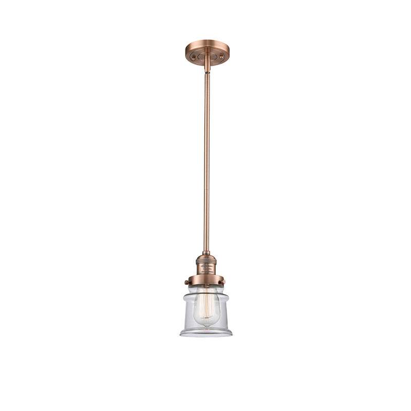 Canton Mini Pendant shown in the Antique Copper finish with a Clear shade