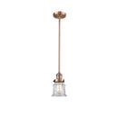 Canton Mini Pendant shown in the Antique Copper finish with a Clear shade