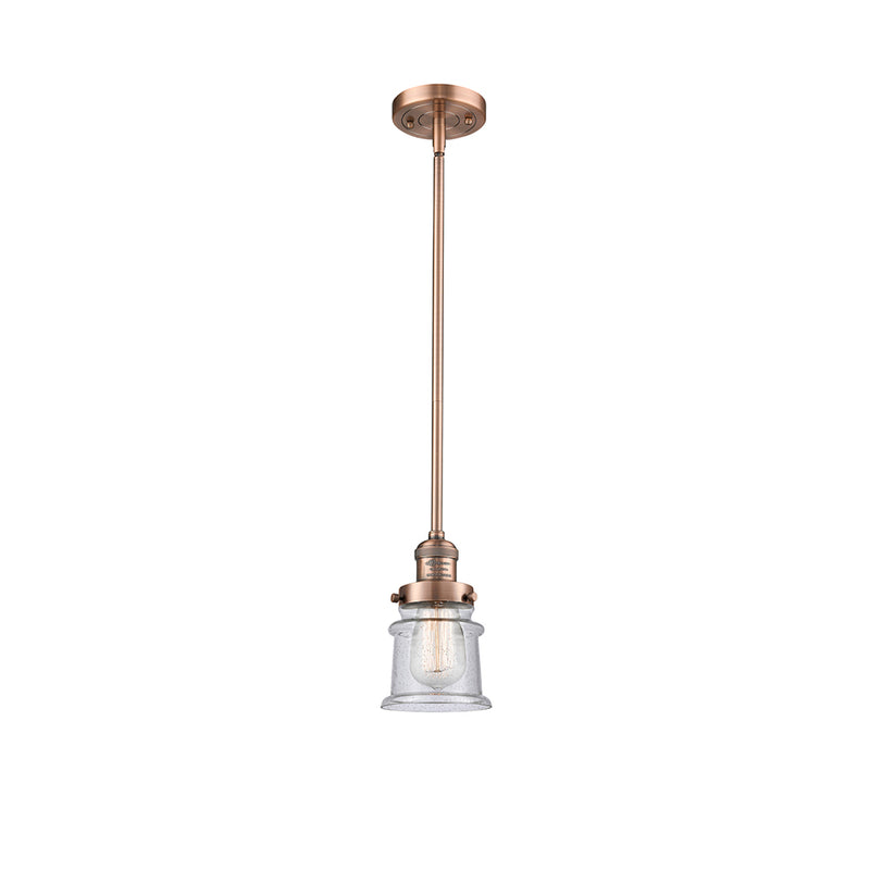 Canton Mini Pendant shown in the Antique Copper finish with a Seedy shade