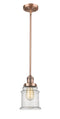 Innovations Lighting Canton 1-100 watt 6.5 inch Antique Copper Mini Pendant with Seedy glass and Solid Brass Hang Straight Swivel 201SACG184