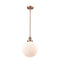 Beacon Mini Pendant shown in the Antique Copper finish with a Matte White shade