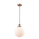 Beacon Mini Pendant shown in the Antique Copper finish with a Matte White shade