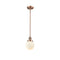 Beacon Mini Pendant shown in the Antique Copper finish with a Matte White shade