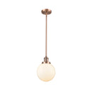 Beacon Mini Pendant shown in the Antique Copper finish with a Matte White shade