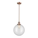 Beacon Mini Pendant shown in the Antique Copper finish with a Clear shade