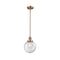 Beacon Mini Pendant shown in the Antique Copper finish with a Seedy shade