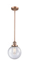 Innovations Lighting Beacon 1-100 watt 8 inch Antique Copper Mini Pendant with Seedy glass and Solid Brass Hang Straight Swivel 201SACG2048