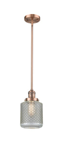 Innovations Lighting Stanton 1-100 watt 6 inch Antique Copper Mini Pendant with Vintage Wire Mesh glass and Solid Brass Hang Straight Swivel 201SACG262