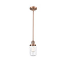 Dover Mini Pendant shown in the Antique Copper finish with a Clear shade