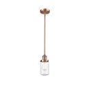 Dover Mini Pendant shown in the Antique Copper finish with a Seedy shade