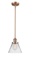 Innovations Lighting Large Cone 1-100 watt 8 inch Antique Copper Mini Pendant with Clear glass and Solid Brass Hang Straight Swivel 201SACG42