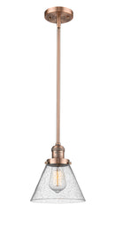 Innovations Lighting Large Cone 1-100 watt 8 inch Antique Copper Mini Pendant with Seedy glass and Solid Brass Hang Straight Swivel 201SACG44