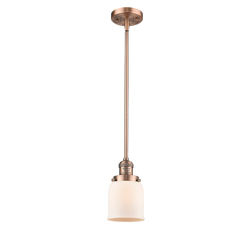 Bell Mini Pendant shown in the Antique Copper finish with a Matte White shade