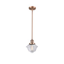 Oxford Mini Pendant shown in the Antique Copper finish with a Clear shade