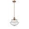 Oxford Mini Pendant shown in the Antique Copper finish with a Seedy shade